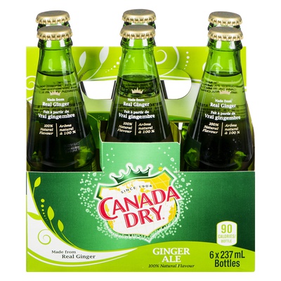 Canada Dry - Ginger Ale - 6 Pack Glass Bottles